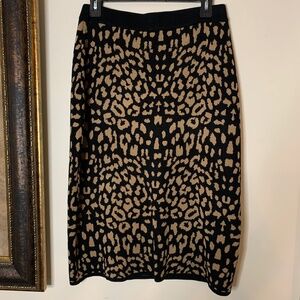 Ninety Clothing Company Black and Tan Leopard Skirt, Size M